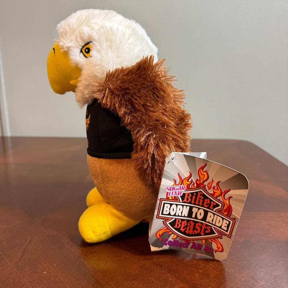 Biker Born to Ride Beasts Eagle‎ Plush Live Free Ride Free Tag HTF Sugar Loaf